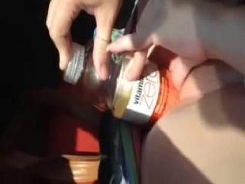 Mature bottle pussy insertion in the car