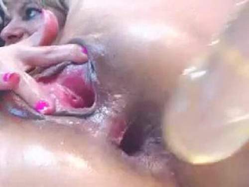 Unique webcam girl gaping pussy and anal crazy