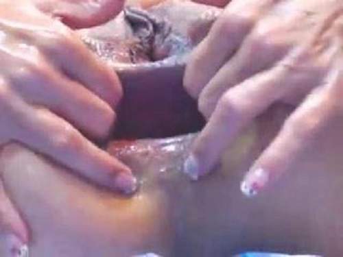 Closeup webcam russian bitch gaping anal stretching