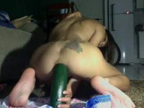 Giant cucumber asshole gape stretched webcam girl