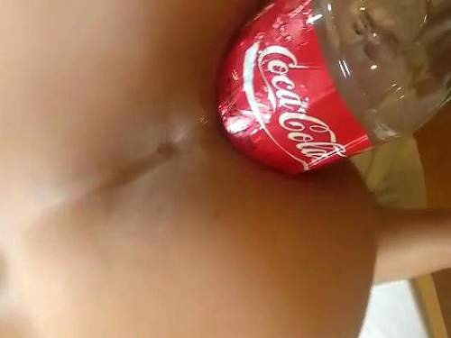 Husband Anal Insertion - Plastic coca-cola bottle insertion in sweet wifes asshole ...
