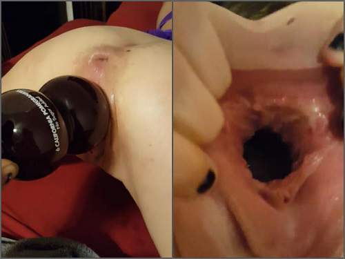 Bottle In Pussy - Plastic bottle fully penetration in gape pussy my wife ...