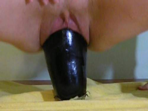 Colossal eggplant rides sweet pussys russian wife