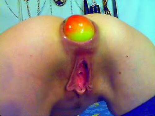 Huge apple penetrated anal horny russian blonde