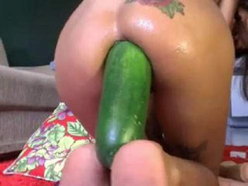Colossal cucumber anal penetration webcam girl