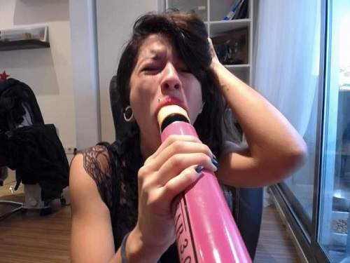 Young latin teen fucking machine driller her throat and gagging