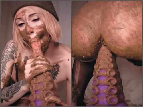 Shitting dildo – Tattooed scat teen tentacle dildo riding vaginal amateur porn