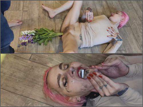 Close up – Forest Whore human ashtray, spitting on face and mouth and anal as a vase – Premium user Request