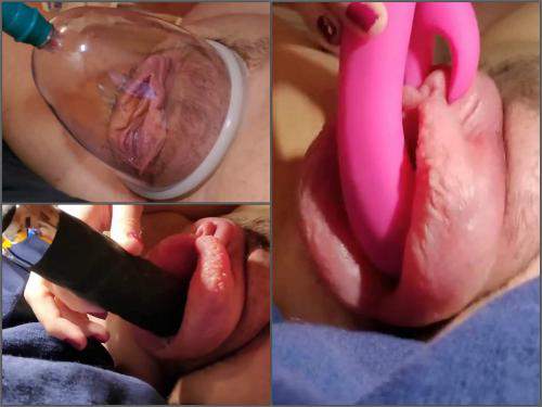 Dildo penetration – Fantastic amateur huge large labia rough pump closeup