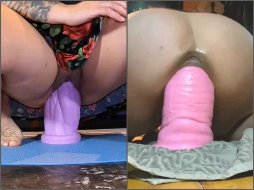 Dildo porn – Homemade fatty wife stretched her monster pussy with colossal toys