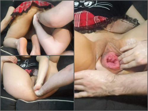 Teen prolapse – Brutal double vaginal fisting upskirt with Peachypikachu aka Vixenxmoon – Premium user Request