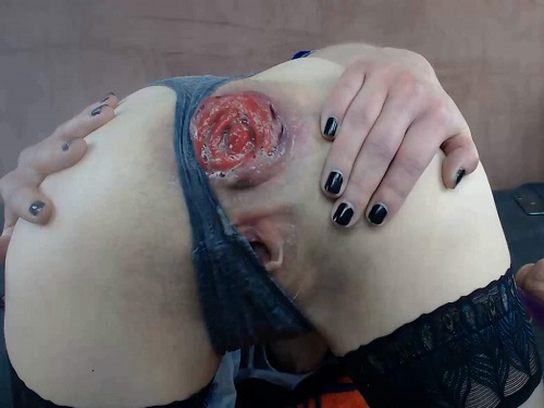 Close up – Smoking fetish teen JanaBellaCam wet anal prolapse loose in panty