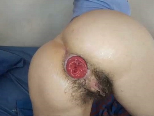Huge dildo – Big labia very hairy girl penetration huge dildo in prolapse anal