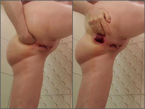 Anal – Teresafilosofa gaping hole loose during fisting sex in the bathroom
