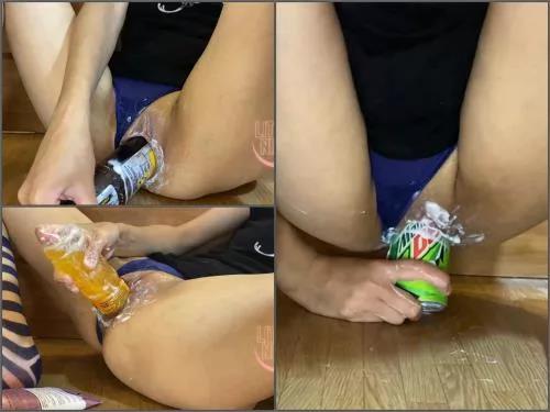 Bottle insertion – Webcam russian teen Little_Nika18 penetration many bottles vaginal