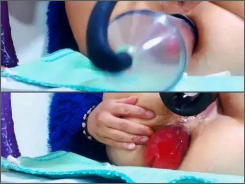 Anal insertion – Perverted fatty latina pump her shocking size anal prolapse