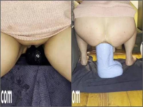 Huge dildo – Booty goddess Qweenselene shocking dildo vaginal riding