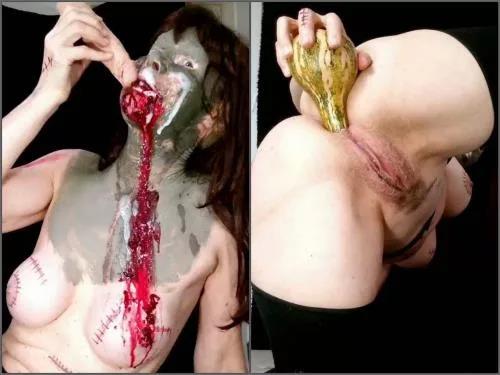 Vegetable anal – Brazilian_Miss Monster and goddess in Halloween night – Premium user Request