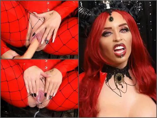 Halloween dildo – Halloween porn – The Horny Devil rides on a huge dildos