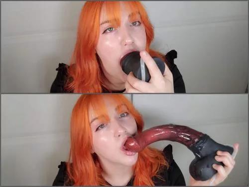 Webcam – Deepthroat And Throatpie Antics + Heavy Sucking Action from redhead teen – Premium user Request