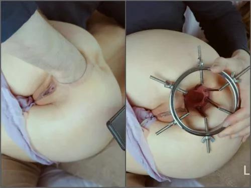 Mask Fetish – Kinky masked wife Little Selena brutal anal gape loose during speculum examination