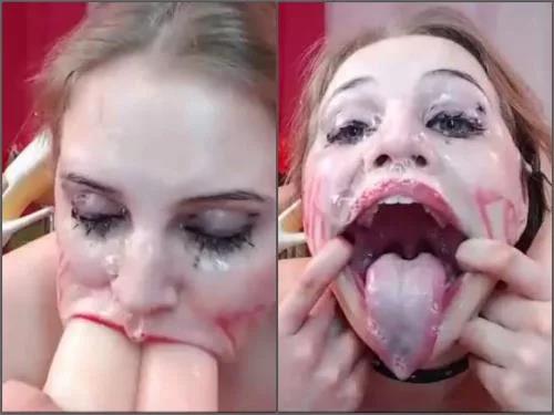 Russian girl – Russian sexy teen PamelaShine Deepthroat sex with dildos