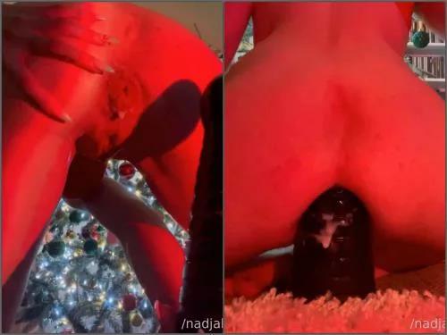 Close up – BBC dildo fully penetration in asshole dirty pornstar Nadja Katz for Christmas